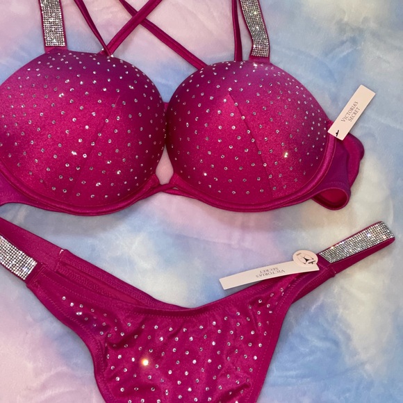 NEW X-LARGE VICTORIA’S SECRET SWIM Shine Strap Bombshell PLUS FREE TOWEL - Picture 6 of 16